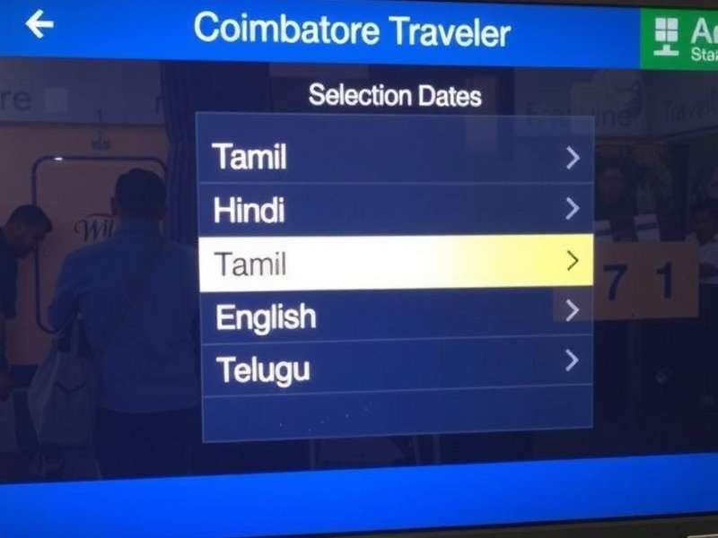 Coimbatore Time Traveler Localization Coimbatore Time Traveler showing language selection screen with Tamil, Hindi, English, and Telugu